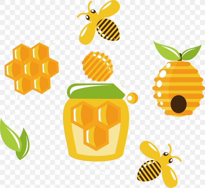 Beehive Honey Bee Honeycomb, PNG, 1925x1768px, Bee, Beehive, Drawing, Flower, Food Download Free