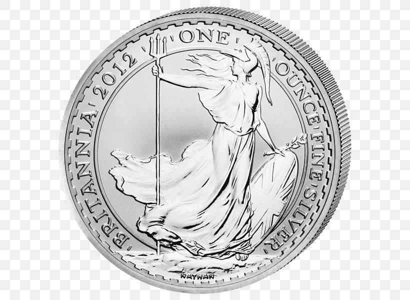 Britannia Silver Bullion Coin Britannia Silver, PNG, 600x600px, Britannia, American Gold Eagle, Australian Lunar, Black And White, Britannia Silver Download Free
