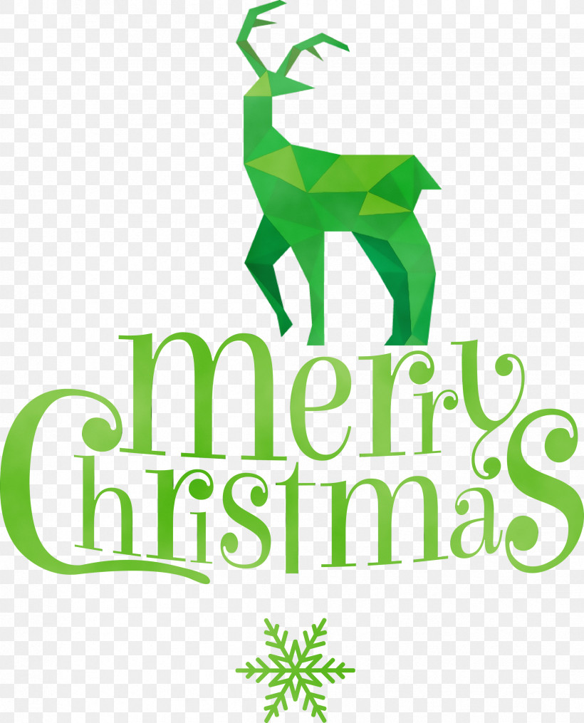 Reindeer, PNG, 2423x3000px, Green Merry Christmas, Deer, Green, Leaf, Logo Download Free