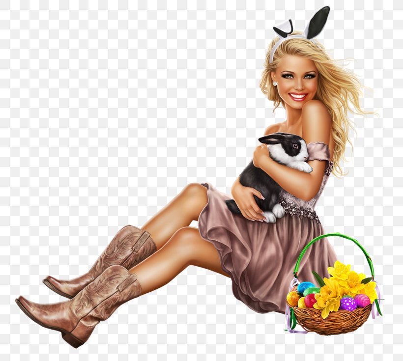 Easter Bunny Woman, PNG, 800x735px, Watercolor, Cartoon, Flower, Frame, Heart Download Free