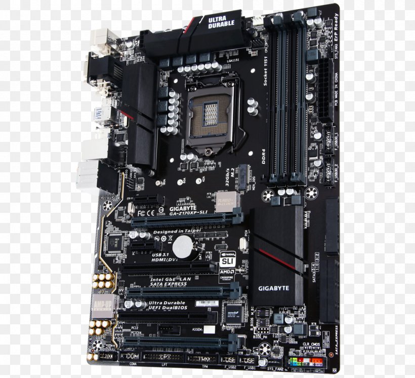 Intel LGA 1151 Scalable Link Interface Motherboard DDR4 SDRAM, PNG, 1000x910px, Intel, Atx, Central Processing Unit, Computer Component, Computer Hardware Download Free