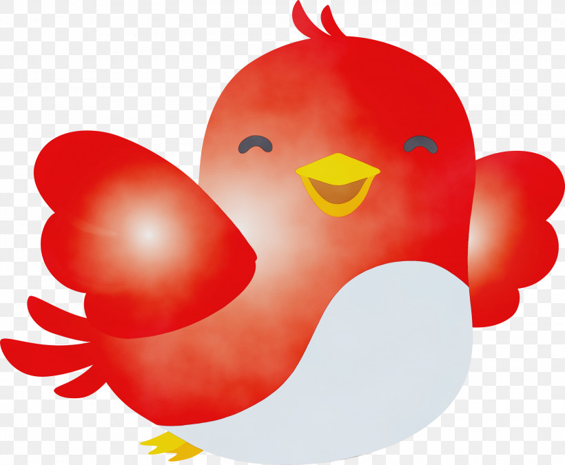 Red Bird Chicken Rubber Ducky Rooster, PNG, 3000x2470px, Watercolor, Bath Toy, Beak, Bird, Chicken Download Free