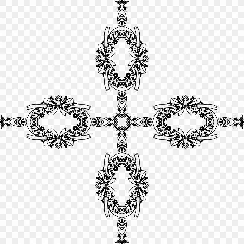 Ornament Clip Art, PNG, 2328x2328px, Ornament, Art, Black And White, Body Jewelry, Cross Download Free