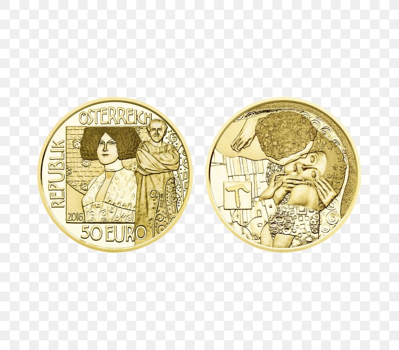 The Kiss Austria Gold Coin Gold Coin, PNG, 720x720px, 50 Cent Euro Coin, Kiss, Austria, Austrian Mint, Bullion Download Free