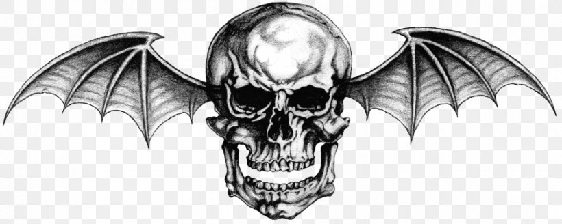 Hail To The King: Deathbat Avenged Sevenfold Tattoo Logo Wallpaper, PNG, 900x360px, Hail To The King Deathbat, Avenged Sevenfold, Black And White, Bone, Drawing Download Free