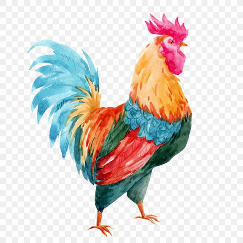 Stained Water Cock, PNG, 1024x1024px, Rooster, Beak, Bird, Chicken, Drawing Download Free