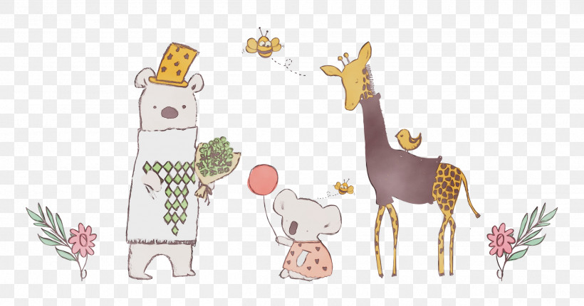 Giraffe Horse Cartoon Animal Figurine Tree, PNG, 2500x1317px, Friends, Animal Figurine, Biology, Cartoon, Giraffe Download Free
