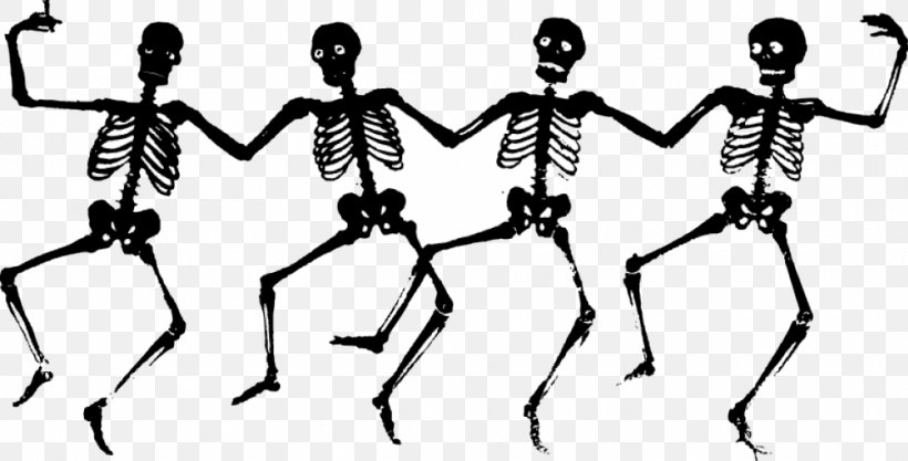 Skeleton Dance Drawing Clip Art, PNG, 982x500px, Skeleton, Arm, Art, Black And White, Cartoon Download Free