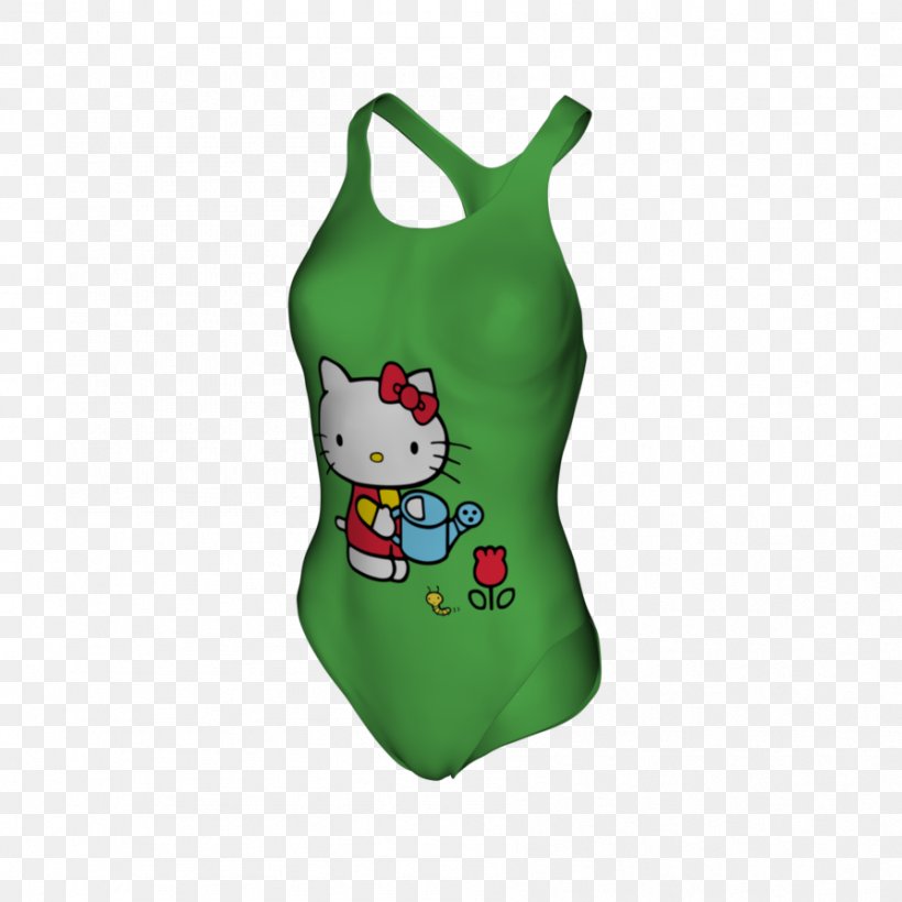 Hello Kitty Green Laptop Christmas Ornament Swimsuit, PNG, 894x894px, Watercolor, Cartoon, Flower, Frame, Heart Download Free