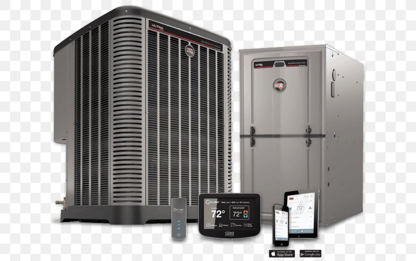 Furnace HVAC Ruud Air Conditioning Division Rheem, PNG, 640x514px, Furnace, Air Conditioning, Air Handler, Central Heating, Electricity Download Free