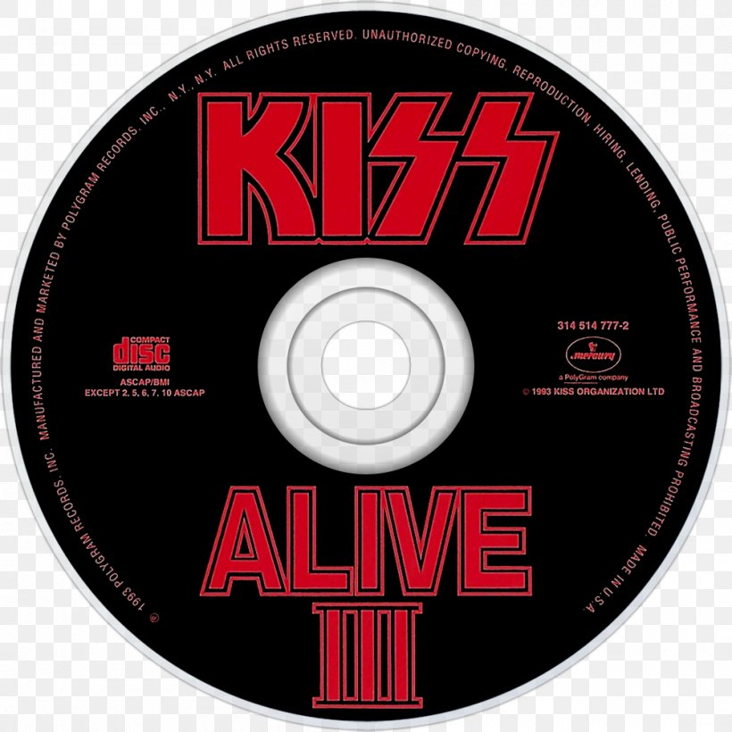 Album Alive III Kiss Compact Disc, PNG, 1000x1000px, Watercolor, Cartoon, Flower, Frame, Heart Download Free