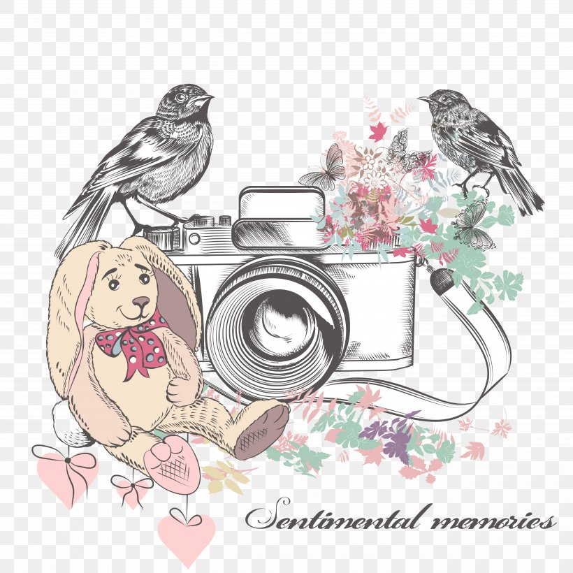 Camera Drawing Watercolor Painting Illustration, PNG, 5000x5000px, Watercolor, Cartoon, Flower, Frame, Heart Download Free