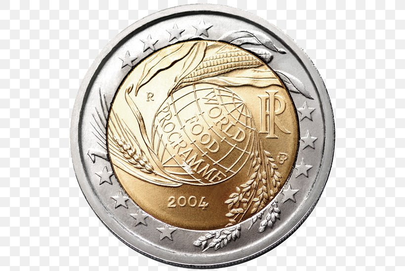 Italy World Food Programme 2 Euro Commemorative Coins, PNG, 550x550px, 2 Euro Coin, 2 Euro Commemorative Coins, Italy, Coin, Commemorative Coin Download Free