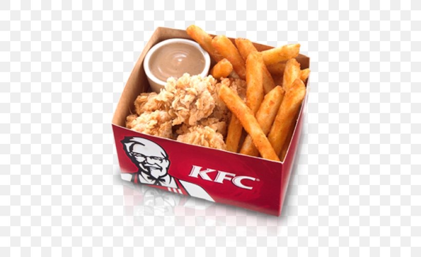 KFC French Fries Buffalo Wing Chicken Nugget Kentucky Fried Chicken Popcorn Chicken, PNG, 500x500px, Kfc, American Food, Buffalo Wing, Chicken As Food, Chicken Fingers Download Free