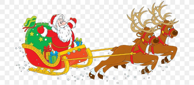 Santa Claus Reindeer Christmas Sled, PNG, 700x361px, Santa Claus, Art, Christmas, Christmas Decoration, Christmas Ornament Download Free