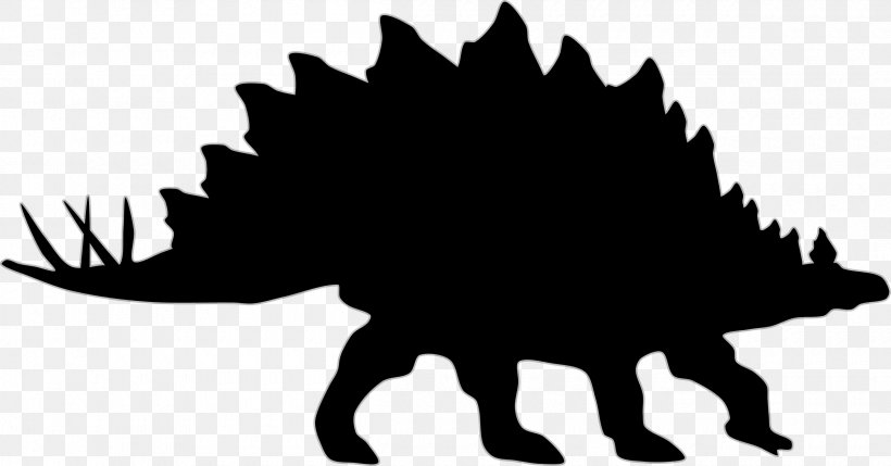 Stegosaurus Tyrannosaurus Triceratops Dinosaur Albertosaurus, PNG, 2400x1256px, Stegosaurus, Albertosaurus, Black And White, Decal, Dinosaur Download Free