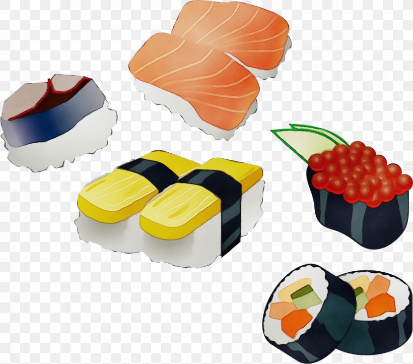 Sushi, PNG, 900x793px, Watercolor, Appetizer, Cuisine, Dish, Food Download Free