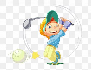 Boy Playing Golf - Golf Cartoon Sport Illustration PNG