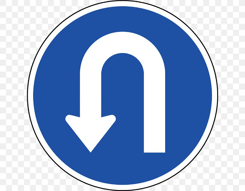 U-turn Traffic Sign Mandatory Sign, PNG, 640x640px, Uturn, Area, Blue, Brand, Information Download Free