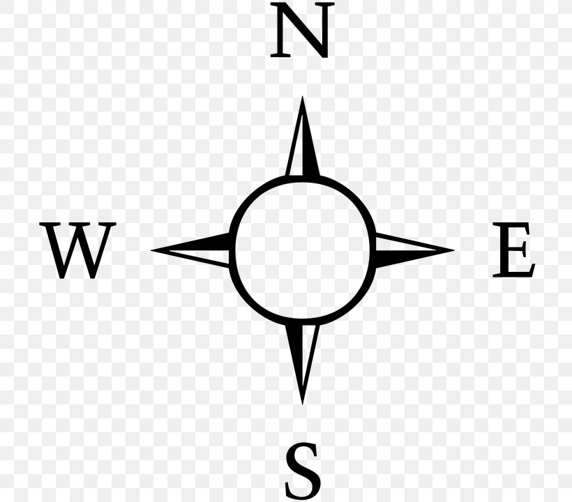 North Compass Rose Cardinal Direction Clip Art, PNG, 720x720px, North, Area, Black, Black And White, Brand Download Free