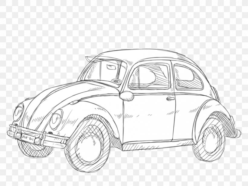 Volkswagen Beetle Vintage Car Automotive Design Sketch, PNG, 900x675px, Volkswagen Beetle, Artwork, Automotive Design, Automotive Exterior, Black And White Download Free