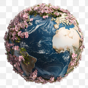 3d Earth - Blooming Earth With Flowers PNG