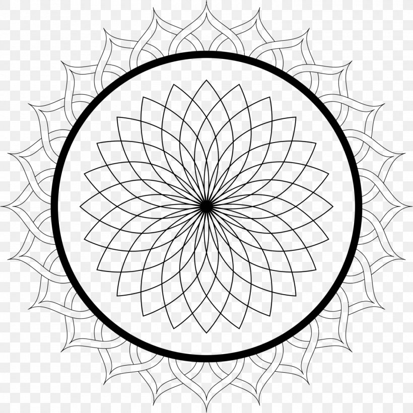 Mandala Line Art Drawing Clip Art, PNG, 1500x1500px, Mandala, Area, Artwork, Bicycle Wheel, Black And White Download Free