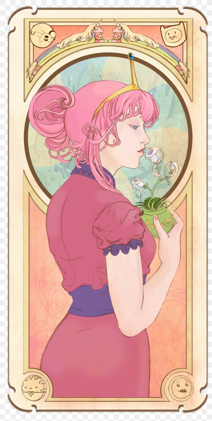 Princess Bubblegum Art Nouveau Concept Art, PNG, 900x1785px, Watercolor, Cartoon, Flower, Frame, Heart Download Free