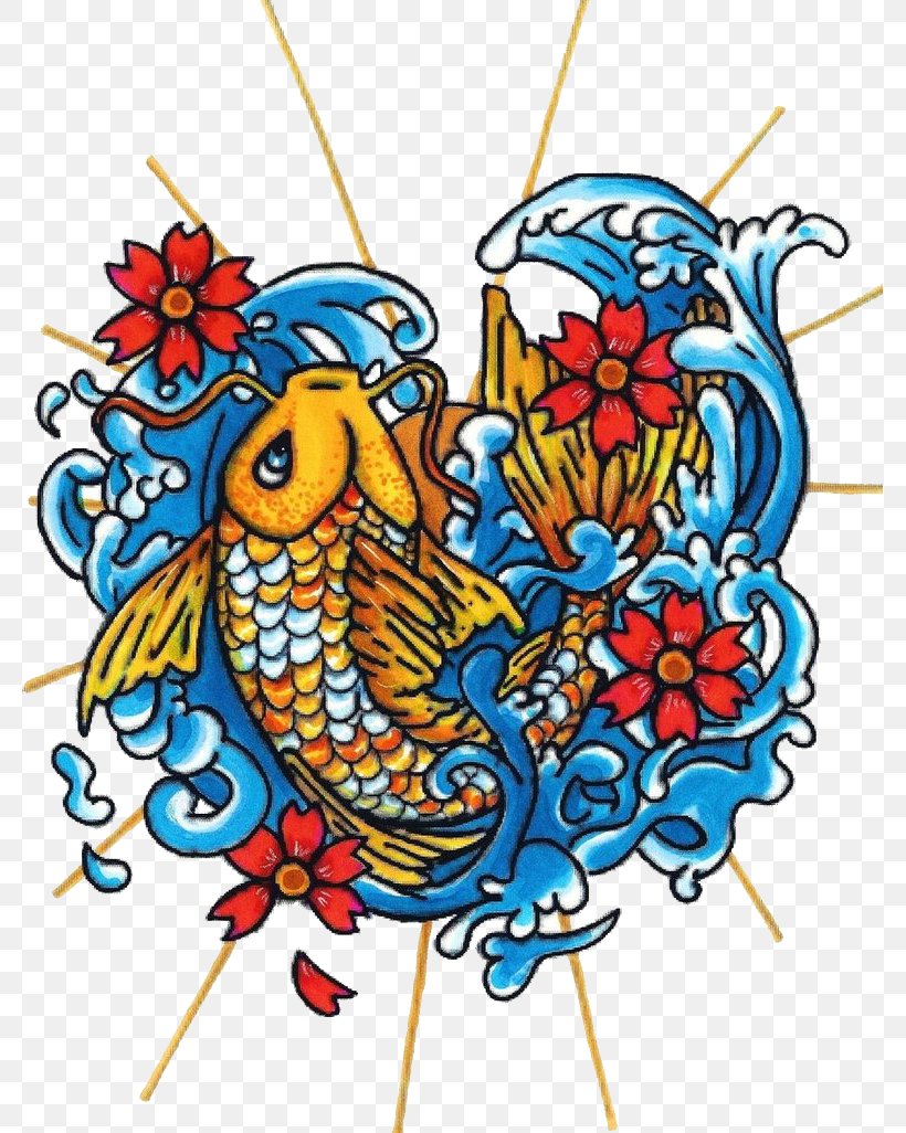 Butterfly Koi One Million Tattoos: Designs To Create And Color Irezumi, PNG, 779x1026px, Watercolor, Cartoon, Flower, Frame, Heart Download Free
