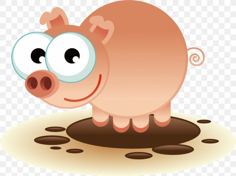 Domestic Pig Cartoon Clip Art, PNG, 1586x1183px, Watercolor, Cartoon, Flower, Frame, Heart Download Free