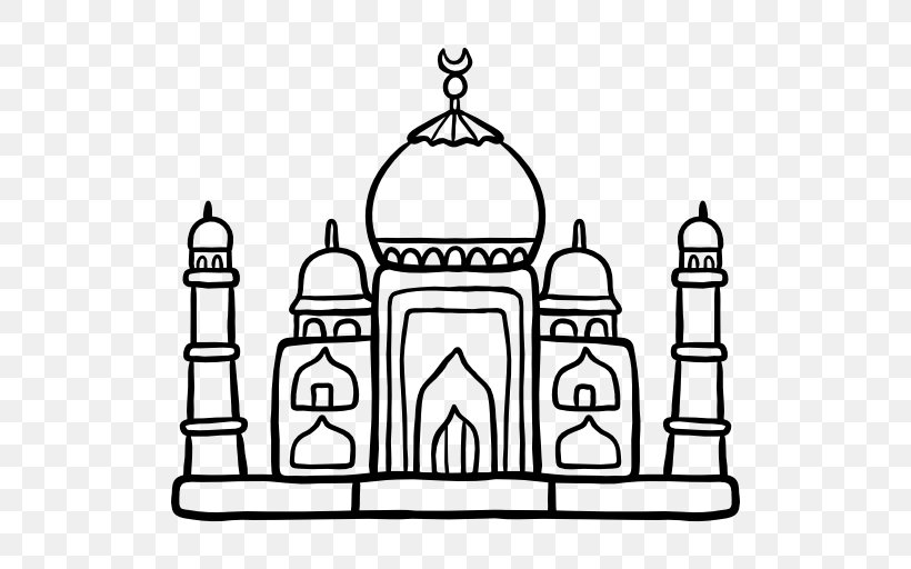Taj Mahal, PNG, 512x512px, Line Art, Area, Black And White, Monument, Recreation Download Free