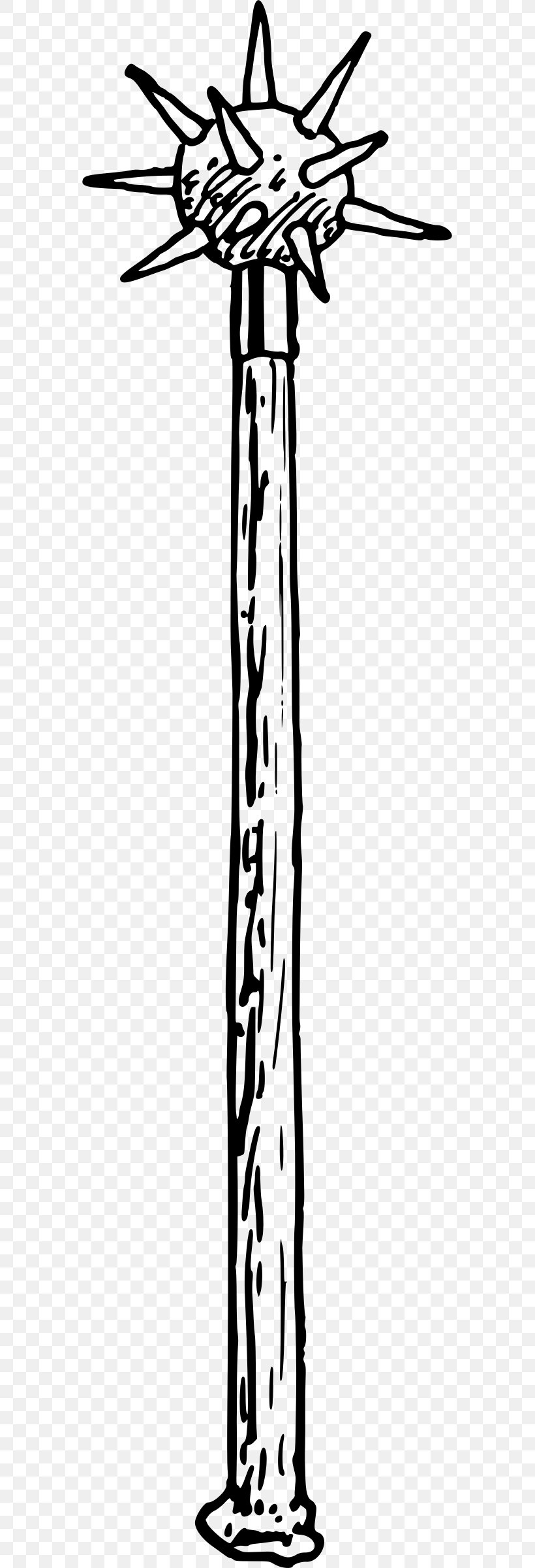 Mace Sceptre Weapon Clip Art, PNG, 567x2400px, Mace, Black And White, Branch, Club, Cold Weapon Download Free