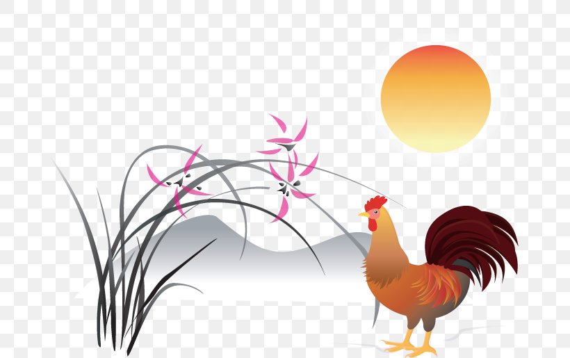 Rooster Lichun Chicken Chinese New Year Chinese Zodiac, PNG, 688x515px, Rooster, Antithetical Couplet, Bainian, Beak, Bird Download Free