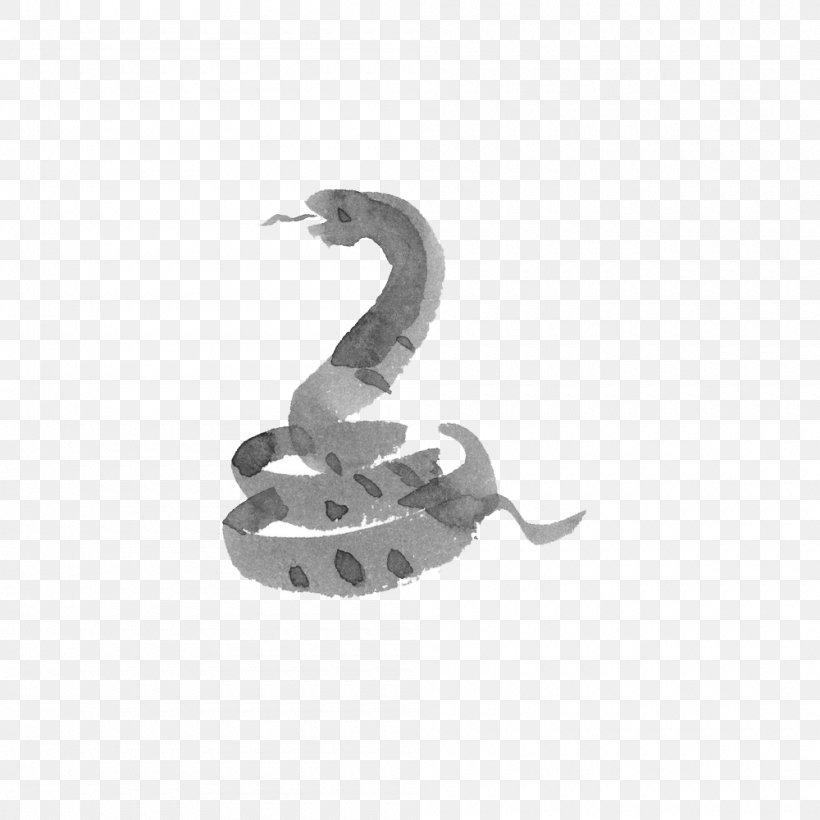 Snake Chinese Zodiac Ink Wash Painting Drawing Ox, PNG, 1000x1000px, Snake, Black And White, Body Jewelry, Chinese Zodiac, Dragon Download Free