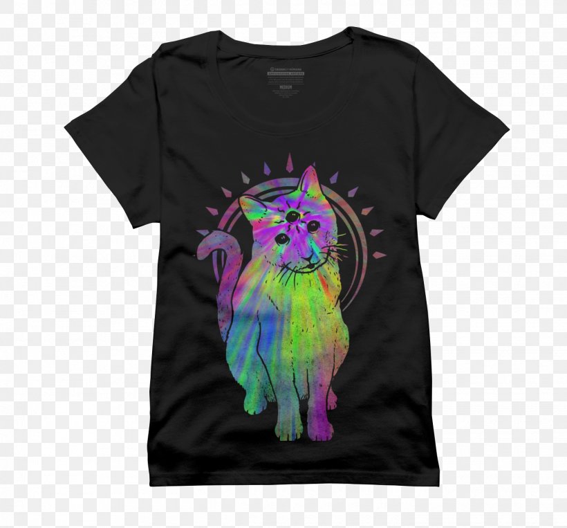 T-shirt Cat Psychedelia Clothing, PNG, 1450x1350px, Tshirt, Art, Black, Brand, Cat Download Free