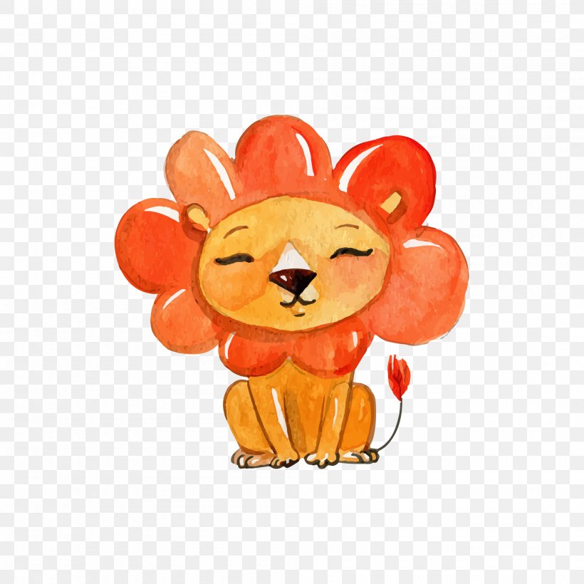 Lion Drawing Watercolor Painting Poster, PNG, 2000x2000px, Watercolor, Cartoon, Flower, Frame, Heart Download Free