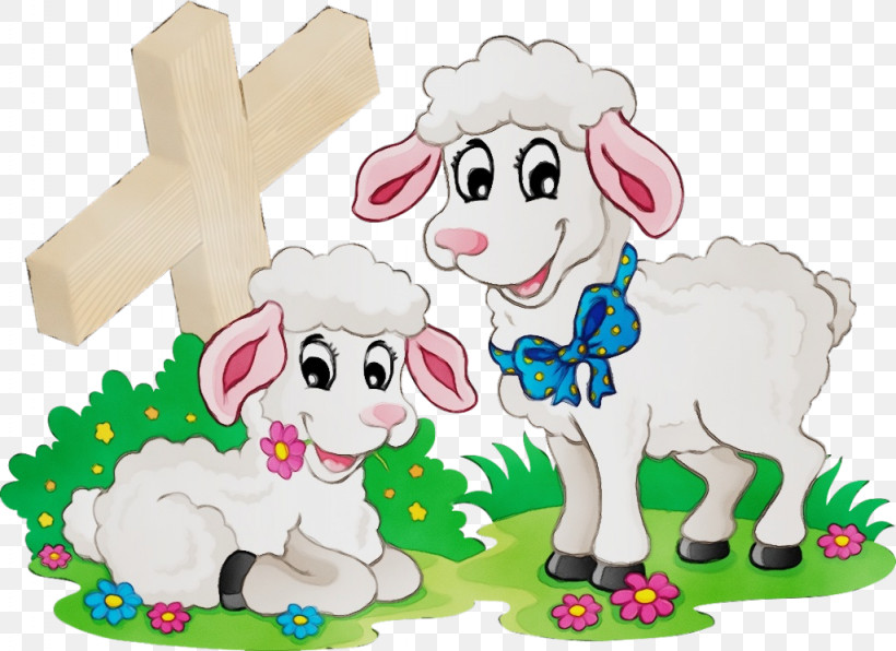 Cartoon Animal Figure Sheep Sheep Cow-goat Family, PNG, 1024x745px, Watercolor, Animal Figure, Cartoon, Cowgoat Family, Livestock Download Free