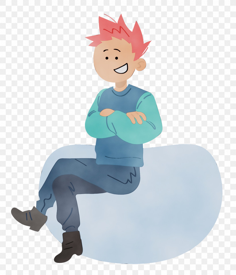 Male Cartoon Figurine Sitting, PNG, 2141x2500px, Watercolor, Cartoon, Figurine, Male, Paint Download Free