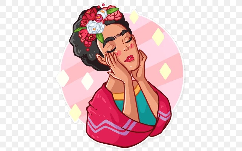 Frida Kahlo Museum Sticker Painter Clip Art Telegram, PNG, 512x512px, Frida Kahlo Museum, Art, Cheek, Fictional Character, Frida Kahlo Download Free