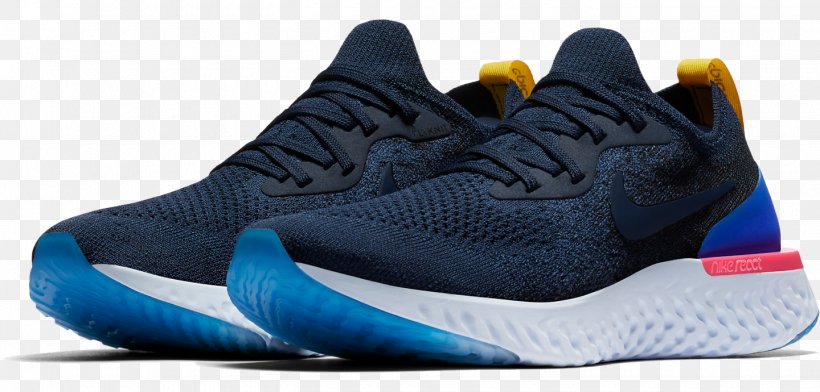 Nike Epic React Flyknit Women's Sports Shoes Running, PNG, 1440x690px, Sports Shoes, Athletic Shoe, Basketball Shoe, Black, Blue Download Free