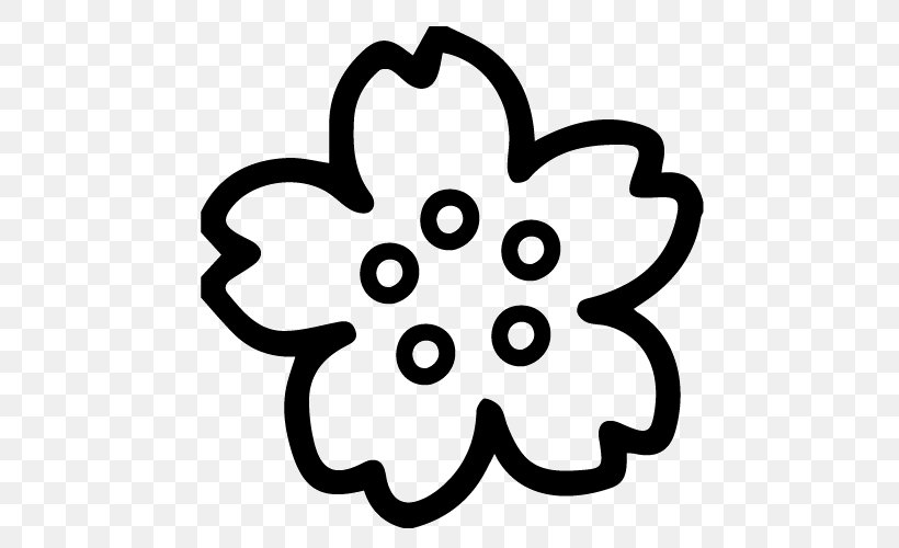 Drawing Flower Silhouette Clip Art, PNG, 500x500px, Drawing, Area, Black And White, Cherry Blossom, Color Download Free