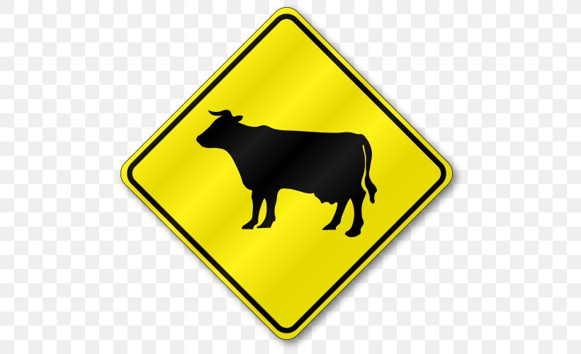 Cattle Traffic Sign Stock Photography Road, PNG, 500x500px, Cattle, Cattle Like Mammal, Grass, Logo, Pictogram Download Free