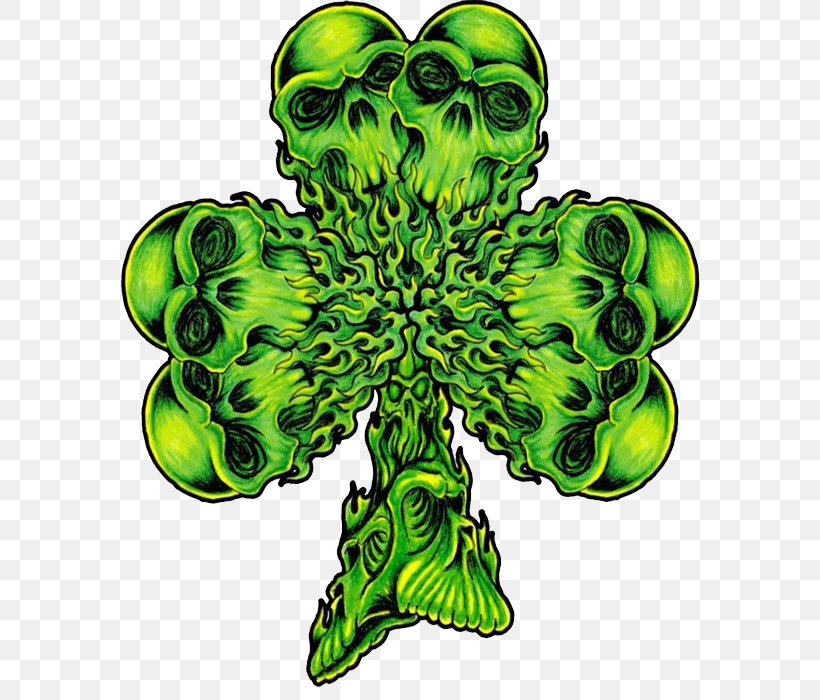 Shamrock T-shirt Skull Four-leaf Clover, PNG, 600x700px, Shamrock, Clover, Flowering Plant, Fourleaf Clover, Gift Download Free