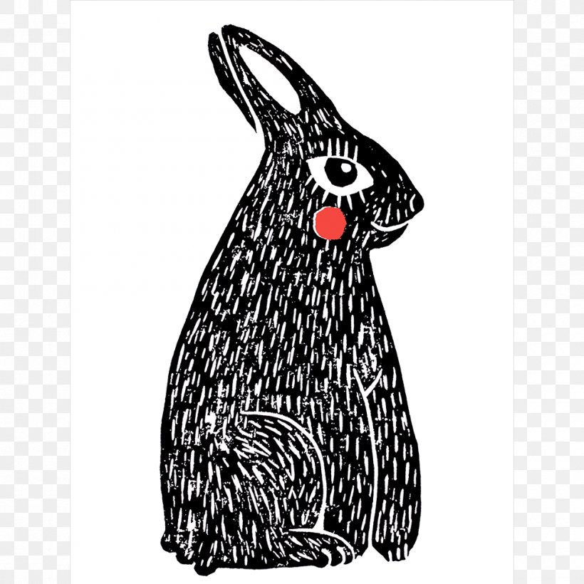 Poster Domestic Rabbit Black And White Linocut Paper, PNG, 1000x1000px, Poster, Art, Black And White, Child, Domestic Rabbit Download Free