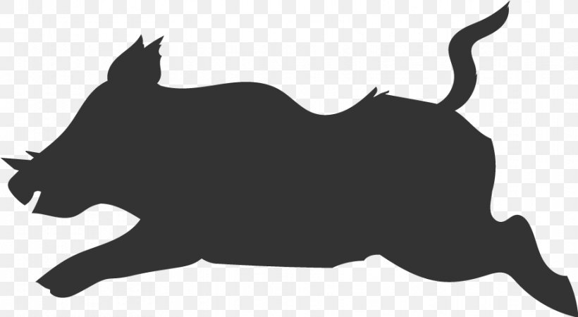 Wild Boar Silhouette Clip Art, PNG, 911x500px, Wild Boar, Black, Black And White, Carnivoran, Cat Download Free