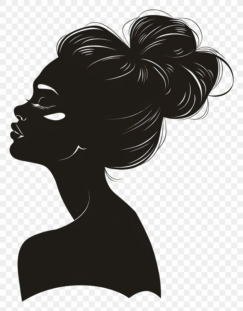 Beauty Woman Silhouette - Elegant Female Profile Silhouette PNG