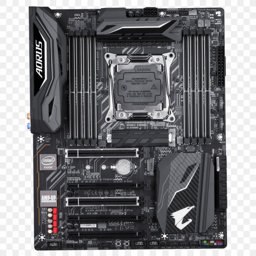 TOP Gaming Motherboard X299 AORUS Gaming 9 LGA 2066 Intel X299 Gigabyte X299 AORUS GAMING 3 Pro, PNG, 1000x1000px, Lga 2066, Atx, Computer, Computer Accessory, Computer Case Download Free