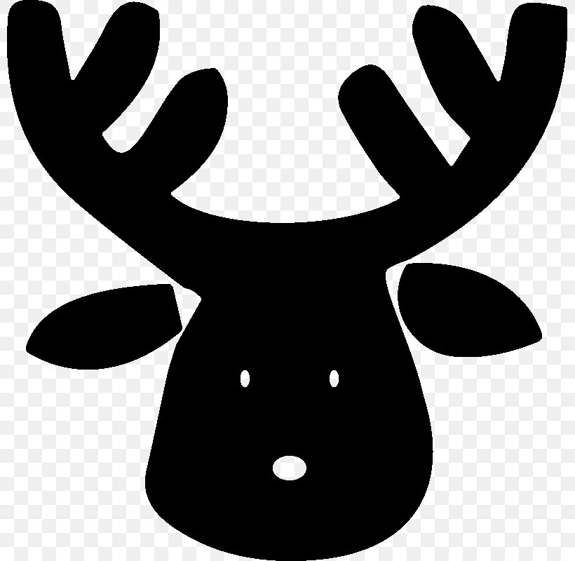 Reindeer Antler White Line Clip Art, PNG, 800x800px, Reindeer, Antler, Black And White, Deer, Head Download Free