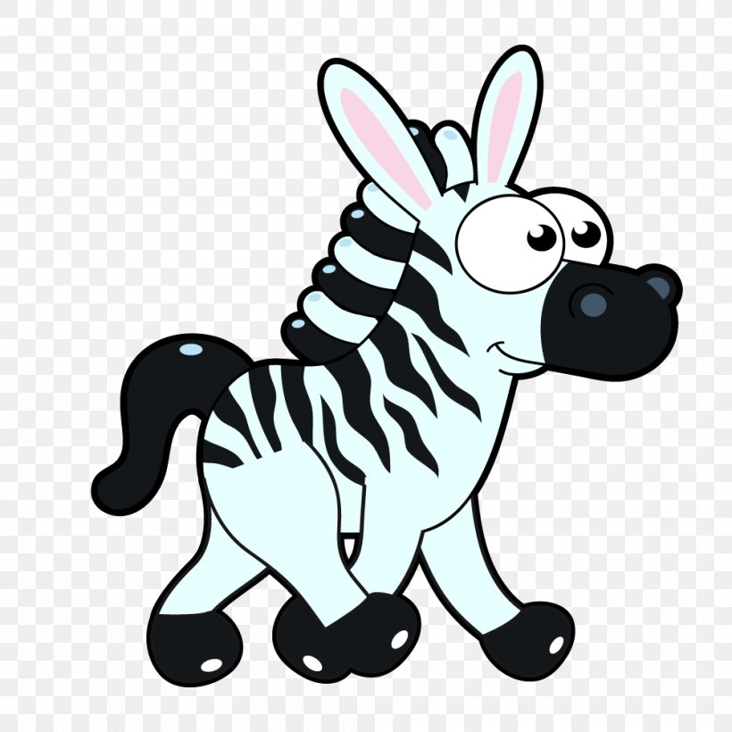 Vector Graphics Clip Art Zebra Image, PNG, 1000x1000px, Zebra, Animal Figure, Black And White, Carnivoran, Cartoon Download Free