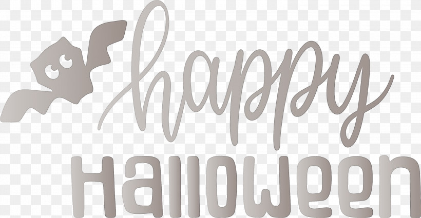 Logo Font Line Meter Black And White, PNG, 3000x1557px, Happy Halloween, Black And White, Cartoon Halloween, Geometry, Line Download Free